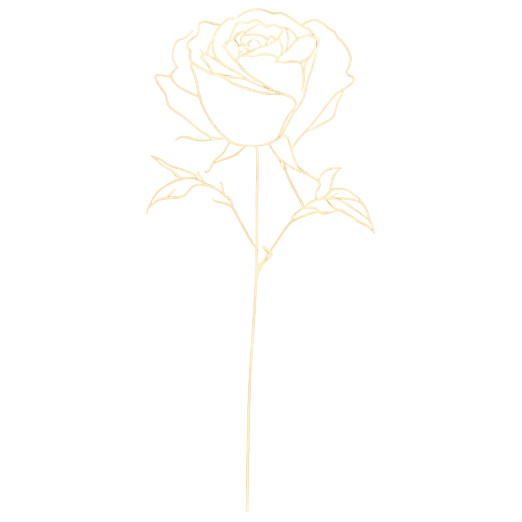 Elegant-Gold-Outline-of-a-No-Color-Rose-with-Long-Stem-PNG-Image-Creation