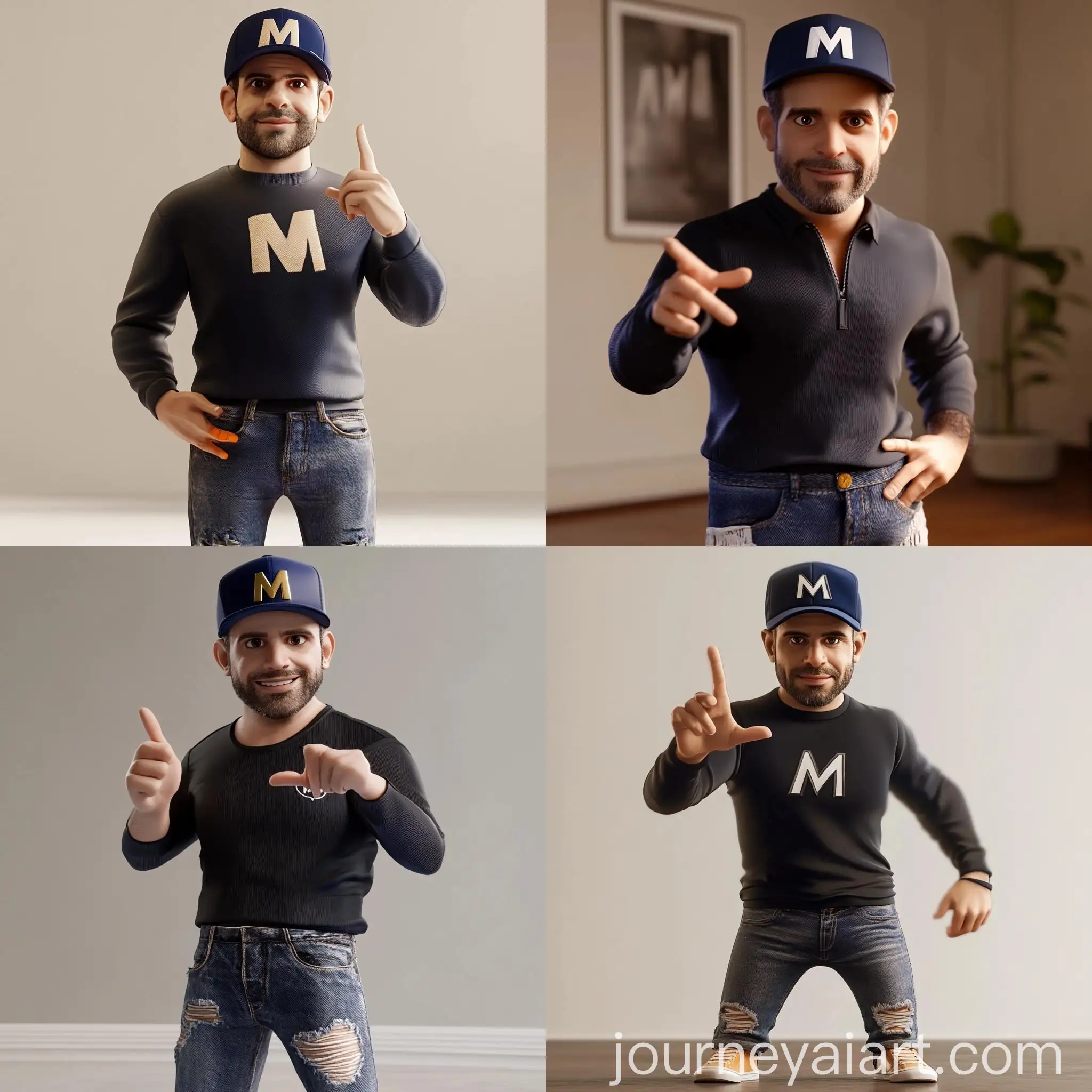 Disney-Pixar-Style-3D-Cute-Man-Making-M-Gesture-in-Home-Interior