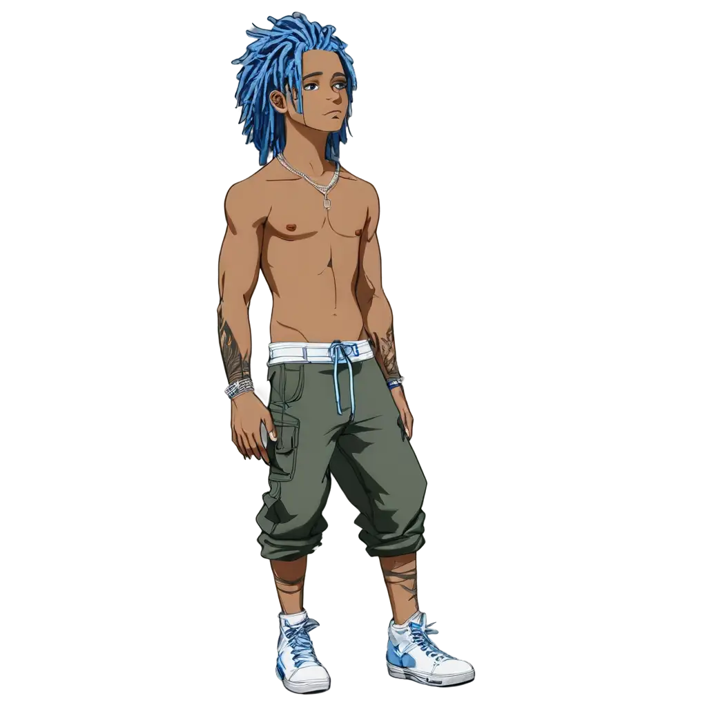 Xxxtentacion-with-Blue-Locs-Full-Body-Anime-Style-PNG-Image