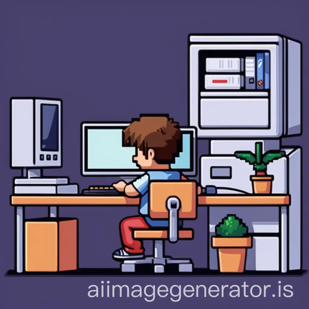 Pixel-Art-of-Small-Figure-Working-at-Computer