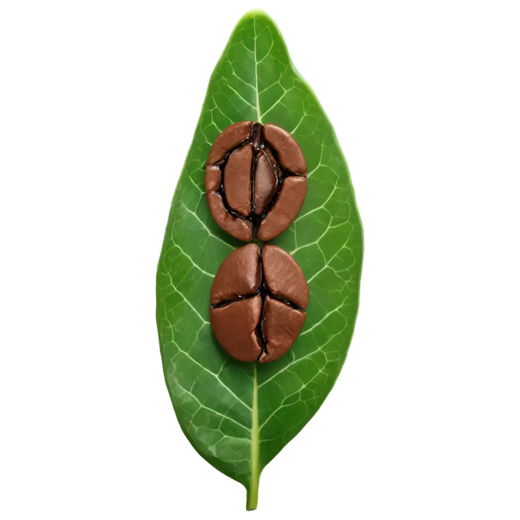 HighQuality-PNG-Image-of-a-Coffee-Bean-with-a-Leaf-for-Versatile-Use