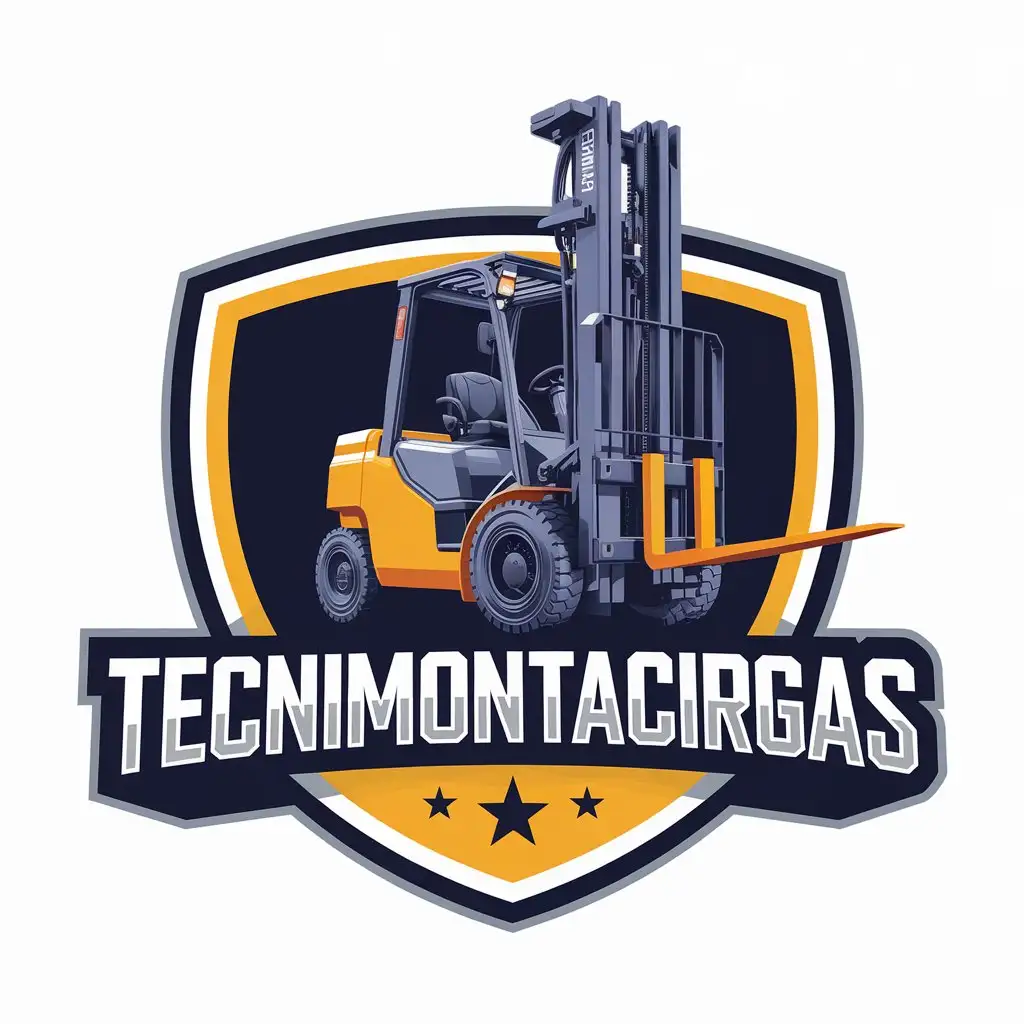 a vector logo design,with the text "tecnimontacargas", main symbol:your main image should be an electric forklift,Moderate,be used in Construction industry,clear background