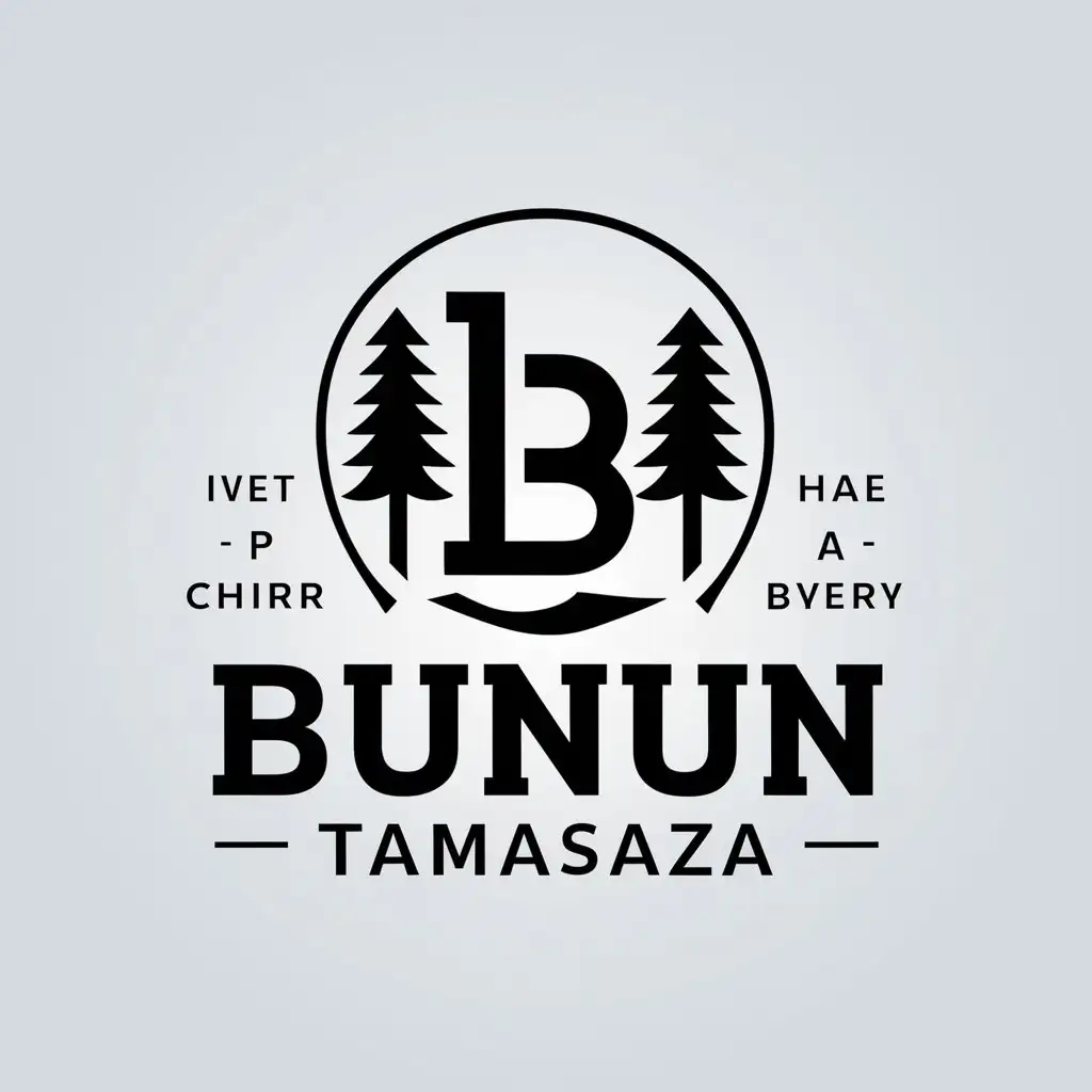 a vector logo design,with the text "Bunun  tamasaza", main symbol:bow, forest, B,complex,be used in Entertainment industry,clear background