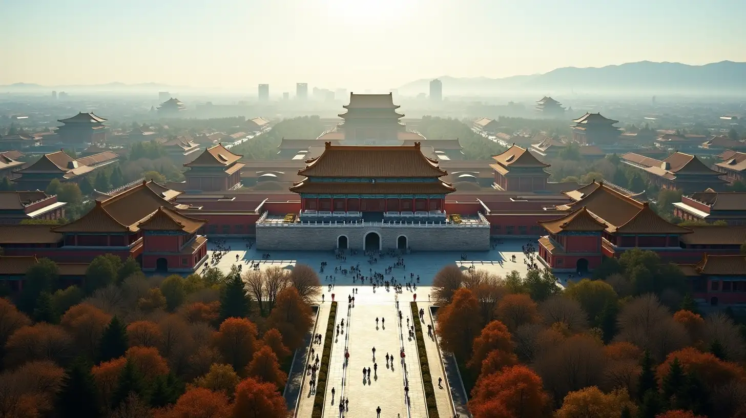 Birds Eye View of the Forbidden City in Sunny China