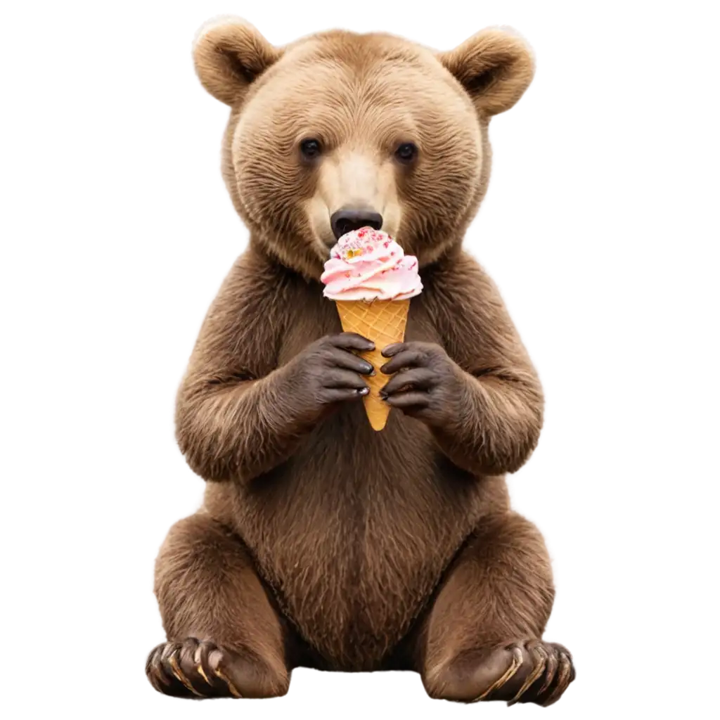 Delightful-Bear-Eating-Ice-Cream-PNG-Perfect-for-Your-Creative-Projects