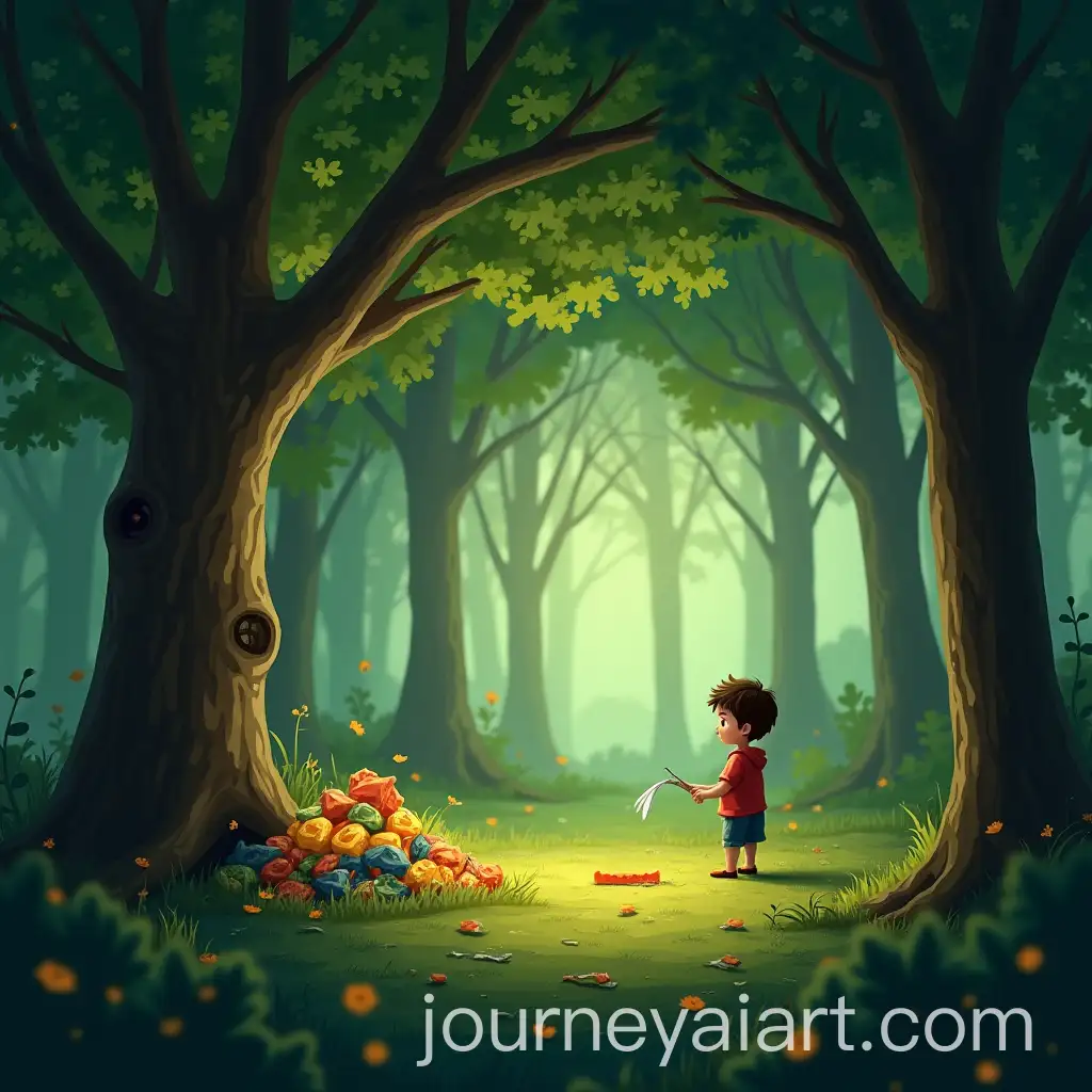 Theater-Scene-between-a-Tree-and-a-Child-in-a-Green-Forest-with-Dialogues-and-Animations