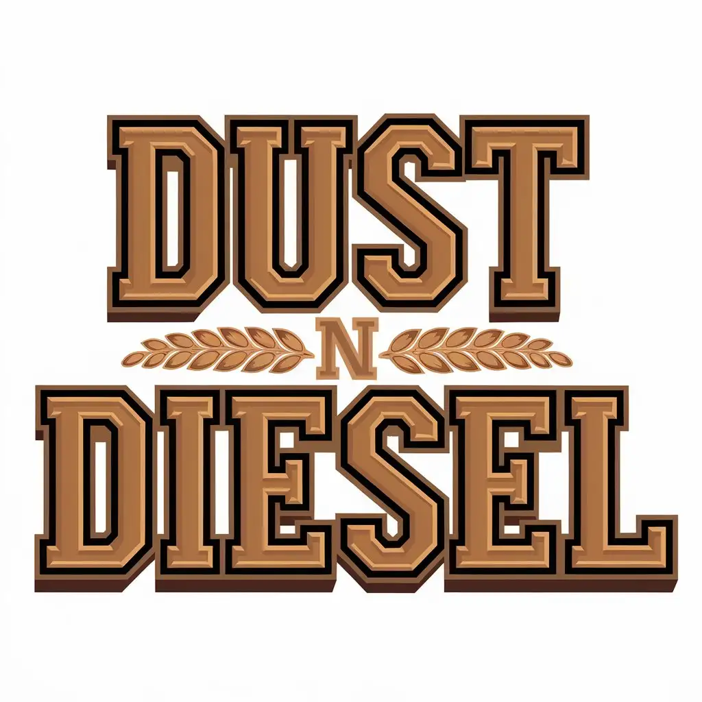 LOGO Design for Dust N Diesel Bold Industrial Typography with Earth Tones GrainsCrops Theme