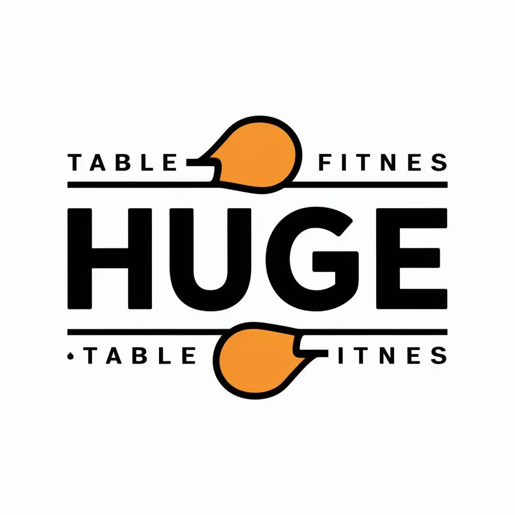 a vector logo design,with the text "HUGE", main symbol:table tennis,Moderate,be used in Sports Fitness industry,clear background