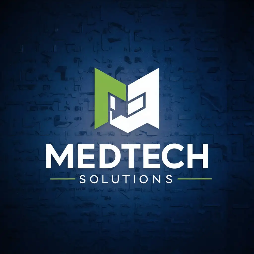 LOGO Design For MedTech Solutions Minimalistic Green White Blue Symbolizing Innovation in Healthcare Technology