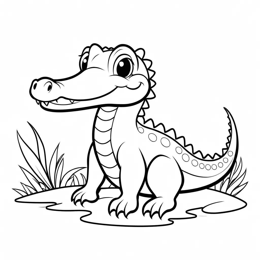 Childs-Cartoon-Coloring-Page-Featuring-a-Baby-Crocodile