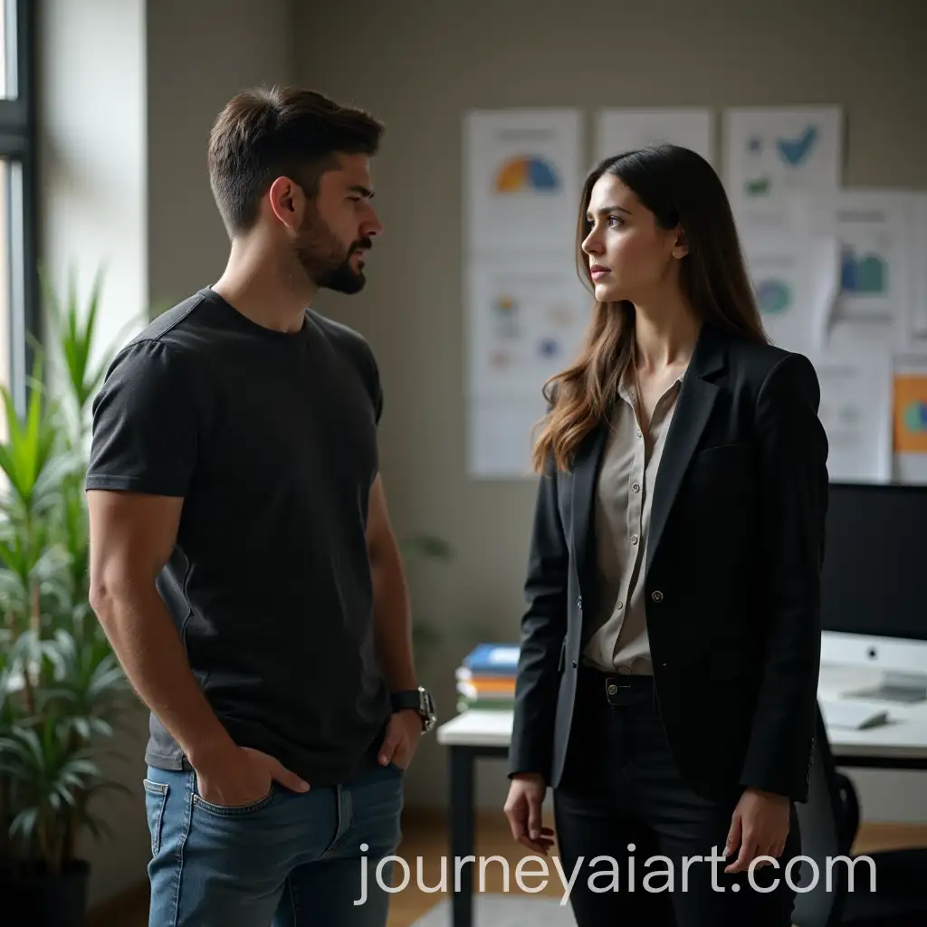 Man-and-Woman-Arguing-in-Corporate-Office-with-Tension