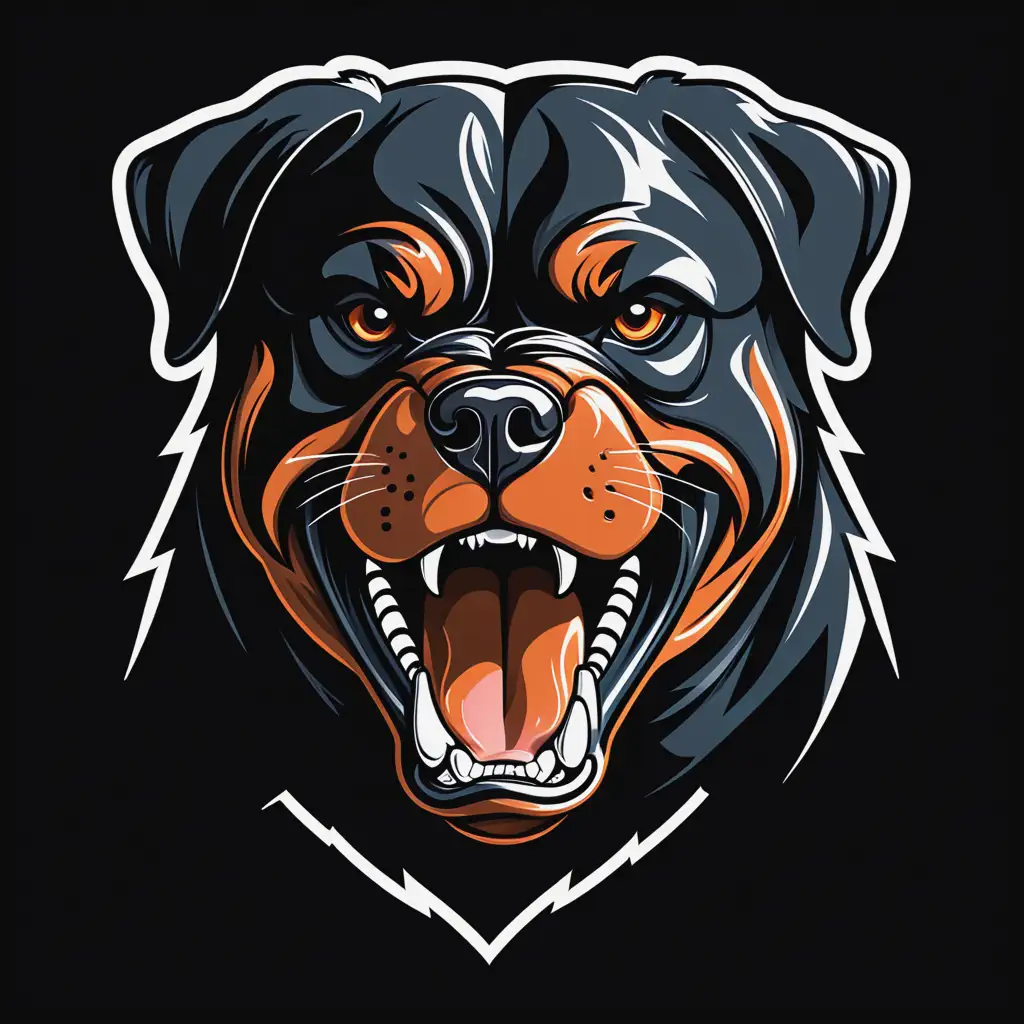 Fierce Rottweiler Sport Vector Logo in White on Black Background