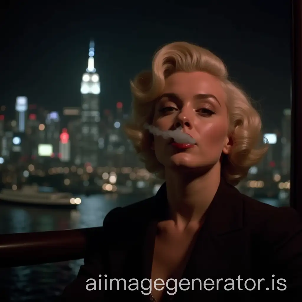 Marilyn-Monroe-Smoking-Against-City-Lights-in-Urban-Noir-Style