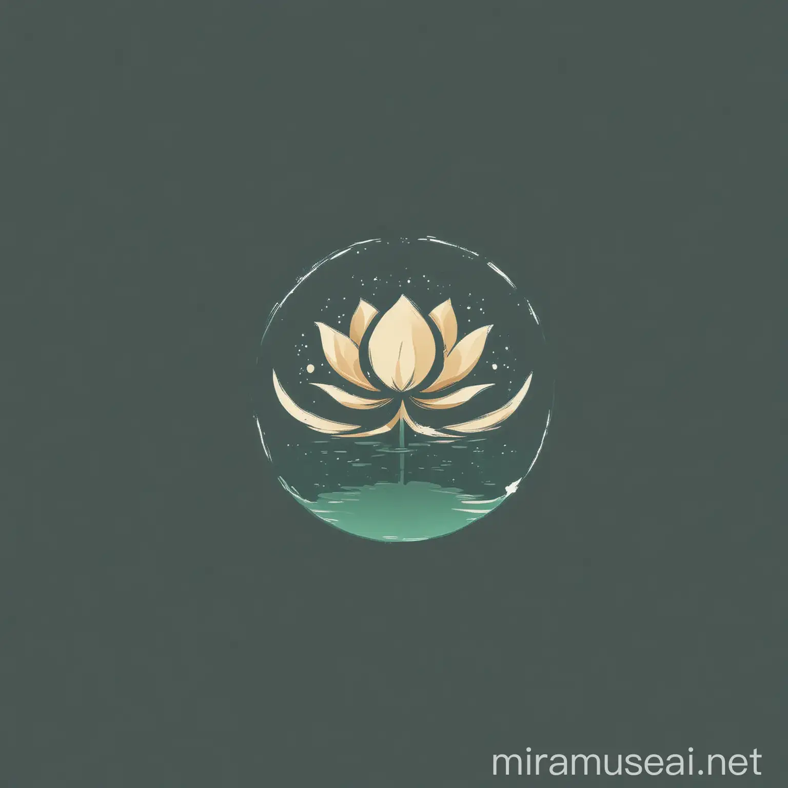 Lotus Flower Reflecting on Calm Water in Minimalistic Flat Design