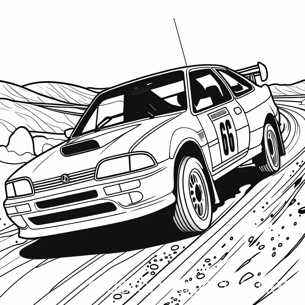 Rally-Car-Skidding-Through-Mud-Coloring-Page