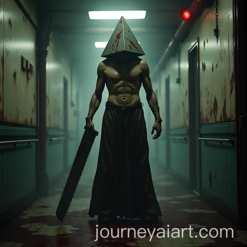 Hyperrealistic-Pyramid-Head-from-Silent-Hill-in-a-Decaying-Hospital-Corridor