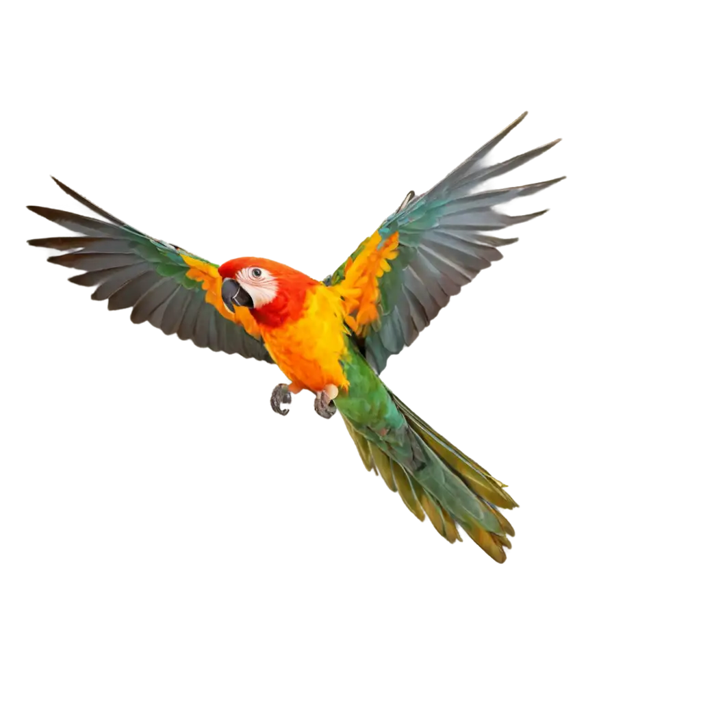 Colored-Parrot-Flying-PNG-Image-Vibrant-Illustration-of-a-Majestic-Bird-in-Flight