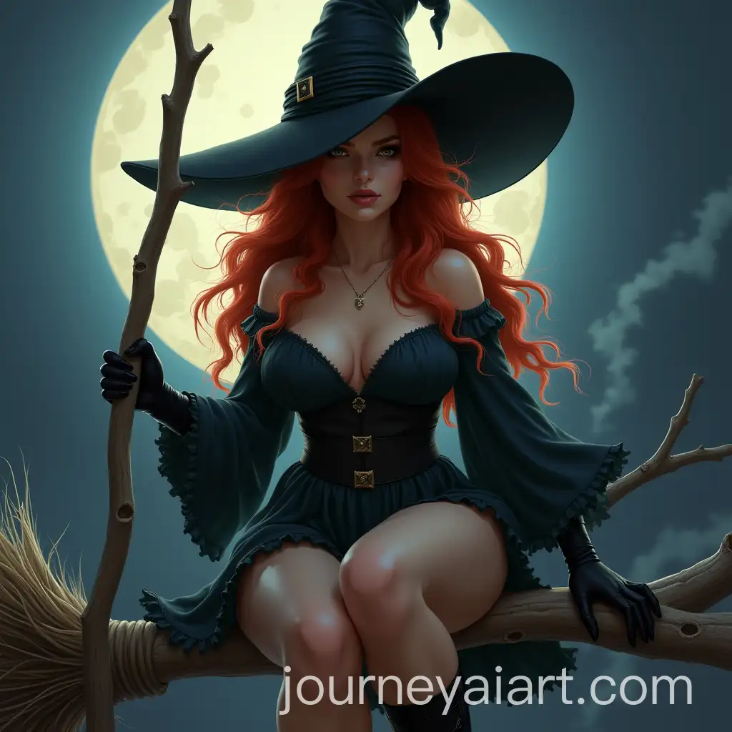 Seductive-RedHaired-Witch-in-Fantasy-Setting-with-Full-Moon-and-Broomstick