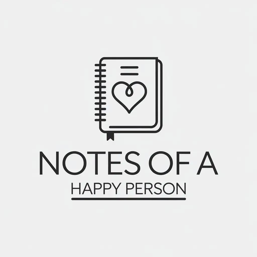 LOGO Design for Notes of a Happy Person Minimalist Notebook and Heart Theme