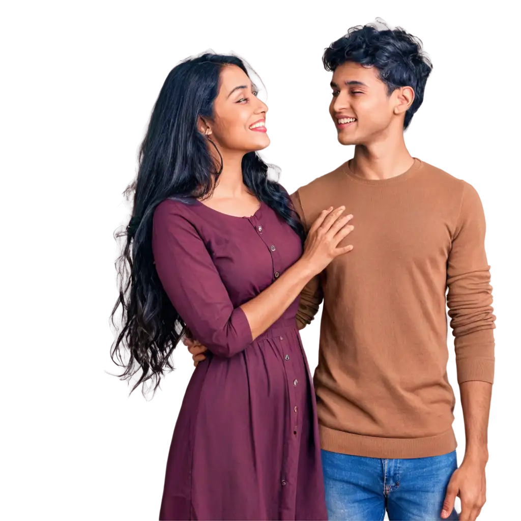 Happy-Young-Indian-Couple-Facing-Each-Other-PNG-HighQuality-Image-for-Diverse-Applications