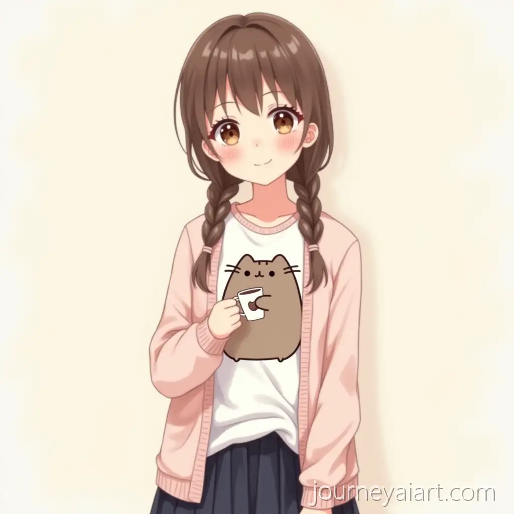 Anime-Girl-inAnime-girl-with-Pusheen-Cozy-PusheenThemed-Outfit-with-Dreamy-Pastel-Background
