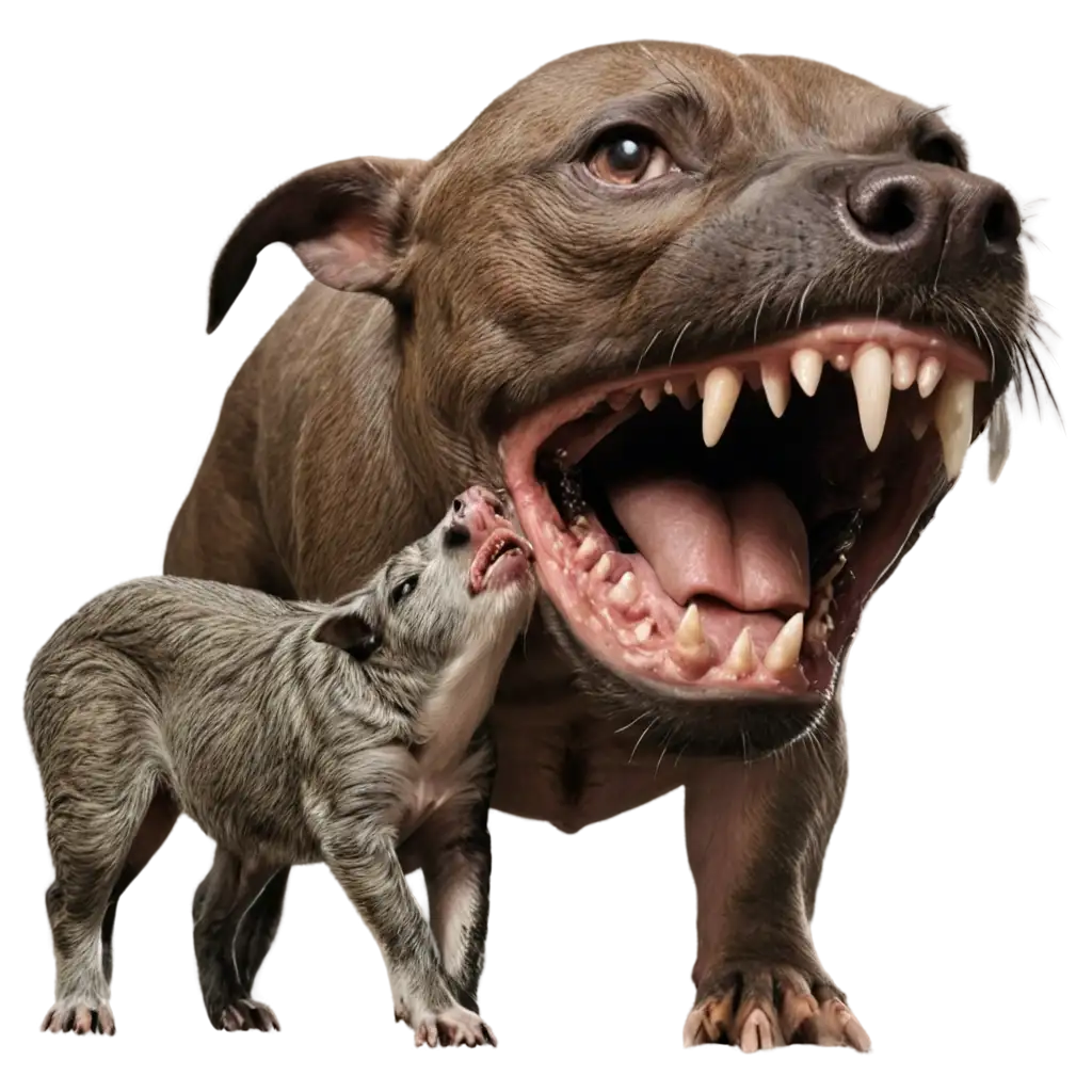 PNG-Image-of-a-Pitbull-Biting-a-Wild-Boar-Fierce-Animal-Interaction-in-HighQuality-Detail