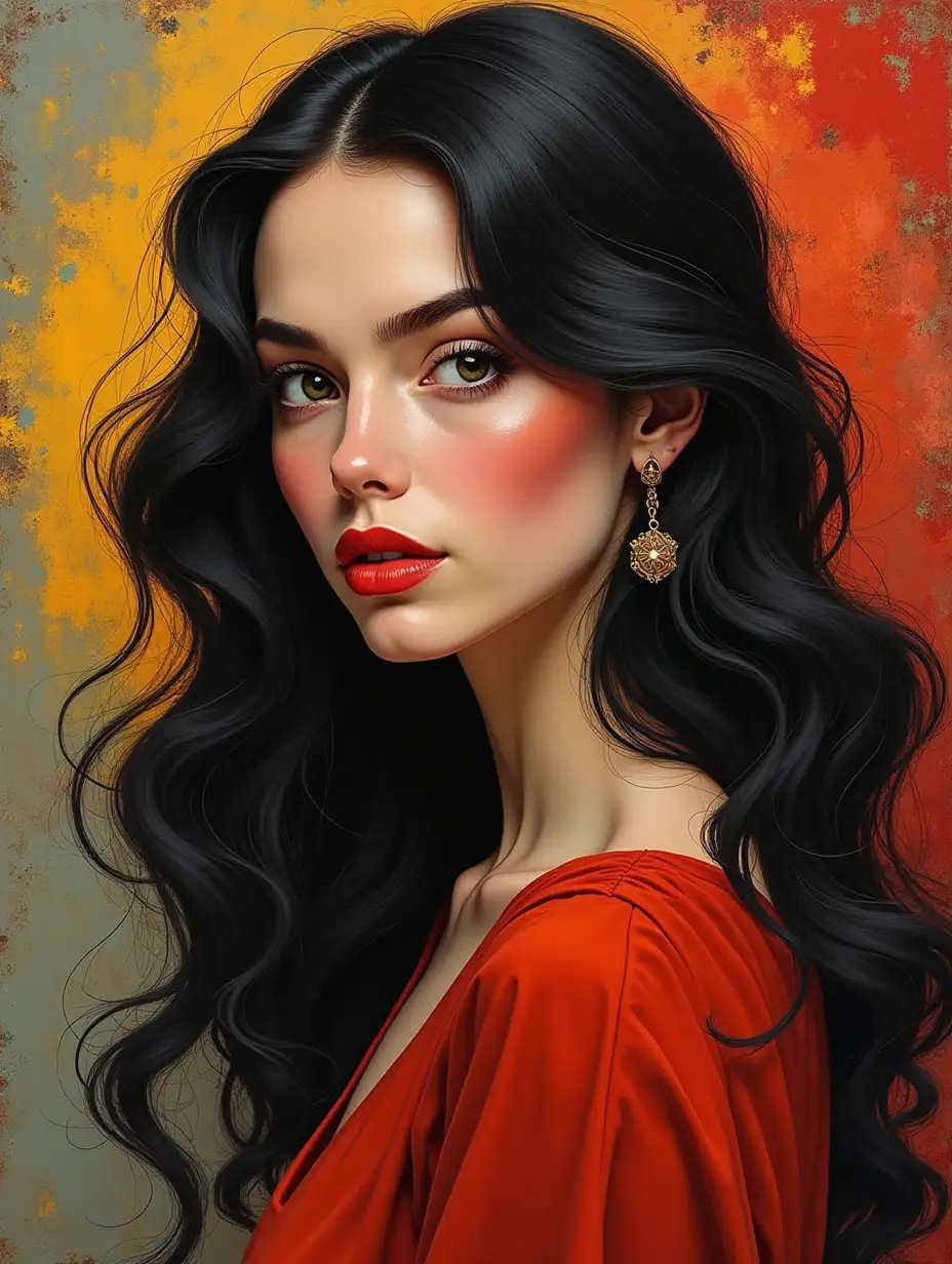 beautiful woman, long hair, with style, pablo picaso