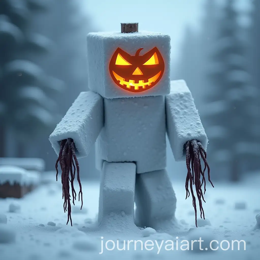 HyperRealistic-Creepy-Minecraft-Snow-Golem-with-Pumpkin-Head-and-Stick-Arms