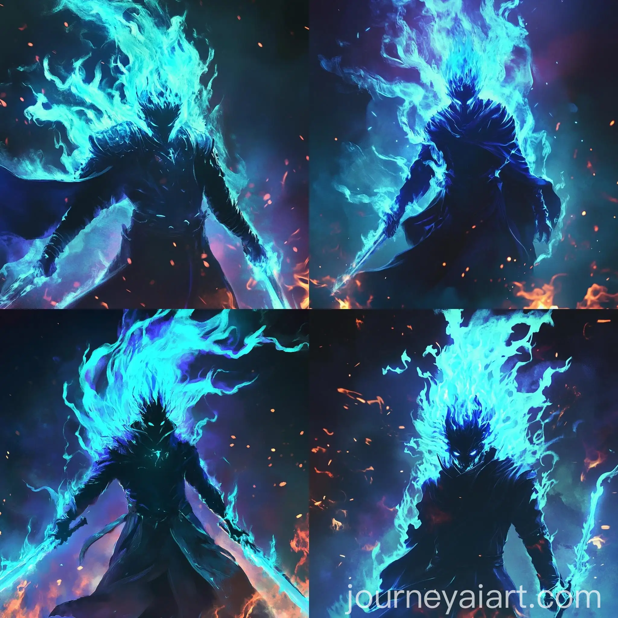 Enigmatic-Figure-Engulfed-in-Blue-and-Purple-Flames-with-Sword