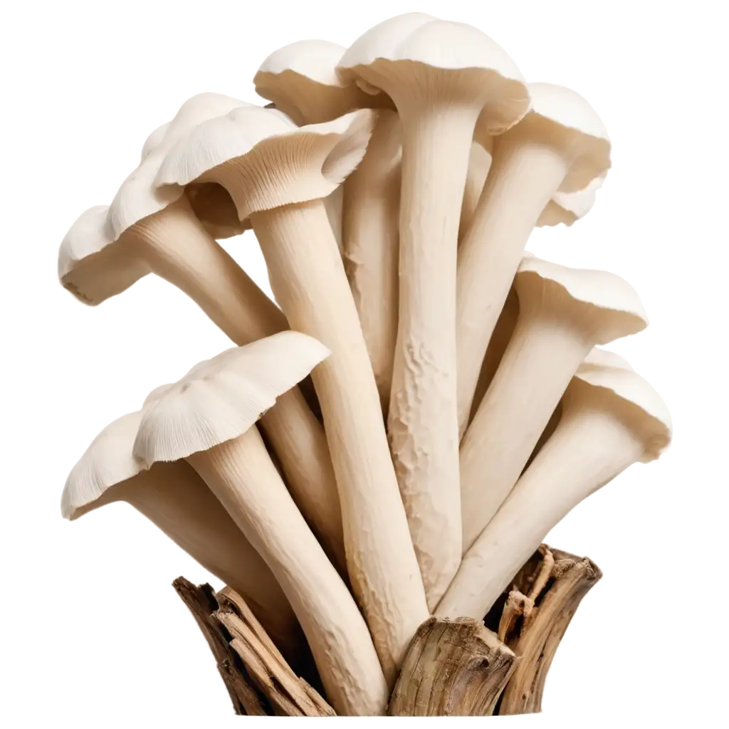 Fresh-Oyster-Mushrooms-on-Aged-Wood-PNG-Image-with-Natural-Lighting-and-Transparent-Background