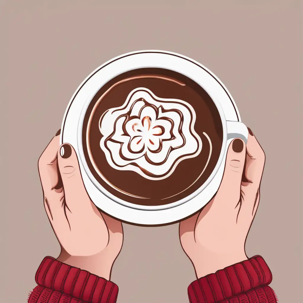 Vector Illustration Hands Holding Hot Chocolate in Winter