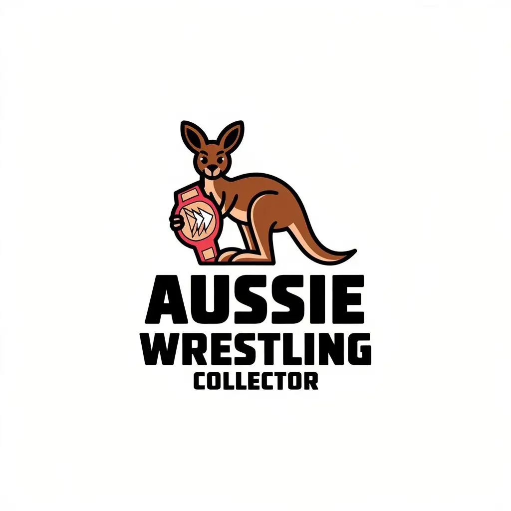 LOGO Design for Aussie Wrestling Collector Champion Kangaroo with Moderate Style and Clear Background