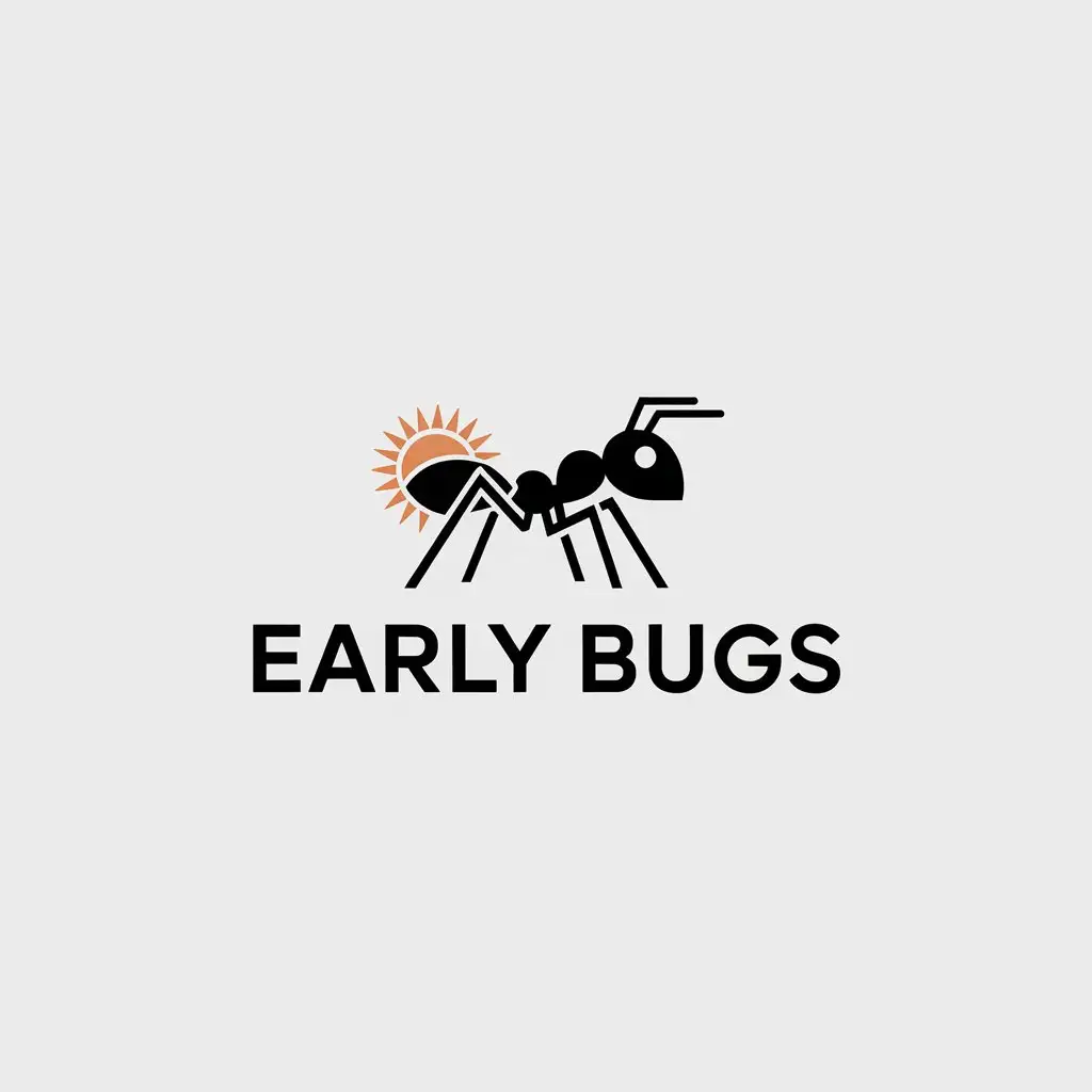 LOGO Design for Early Bugs Minimalistic Ant and Sun Symbol for Finance Industry