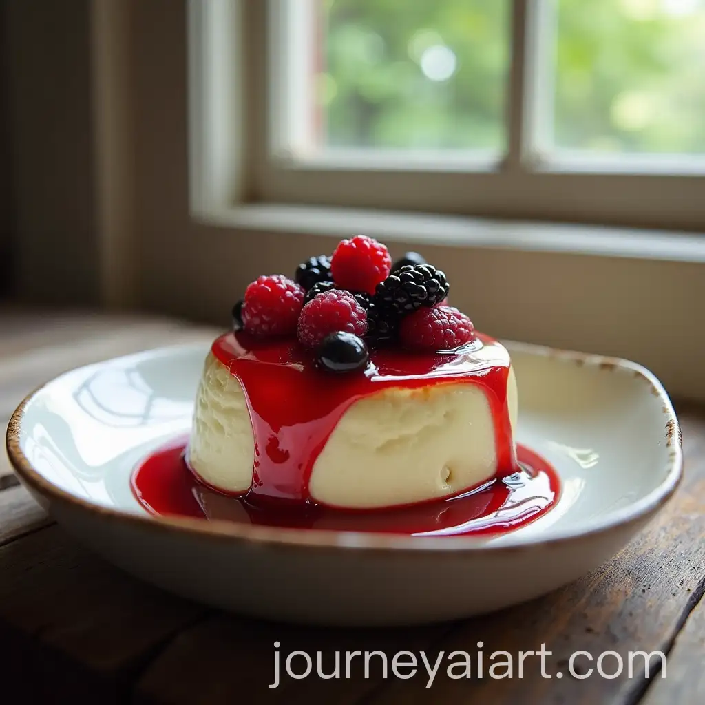Goose-Pt-with-Berry-Jelly-in-a-Ceramic-Dish-Displayed-Behind-Glass