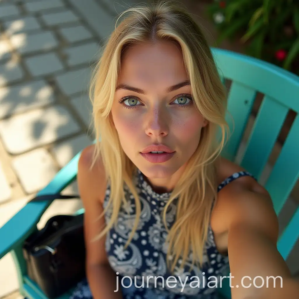 CloseUp-Portrait-of-a-28YearOld-Blonde-Woman-in-a-Summer-Dress-Outdoors