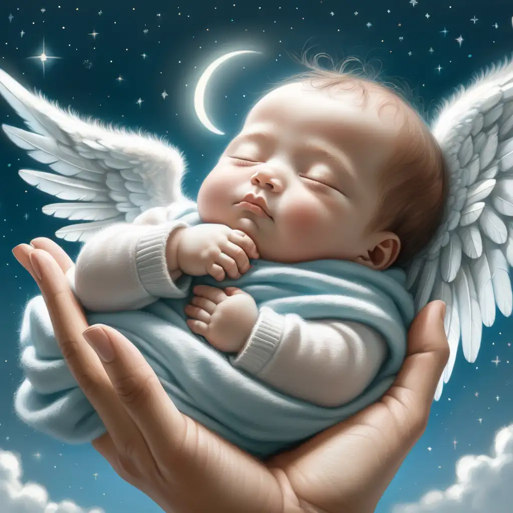 Peaceful Baby Sleeping in Angels Hands