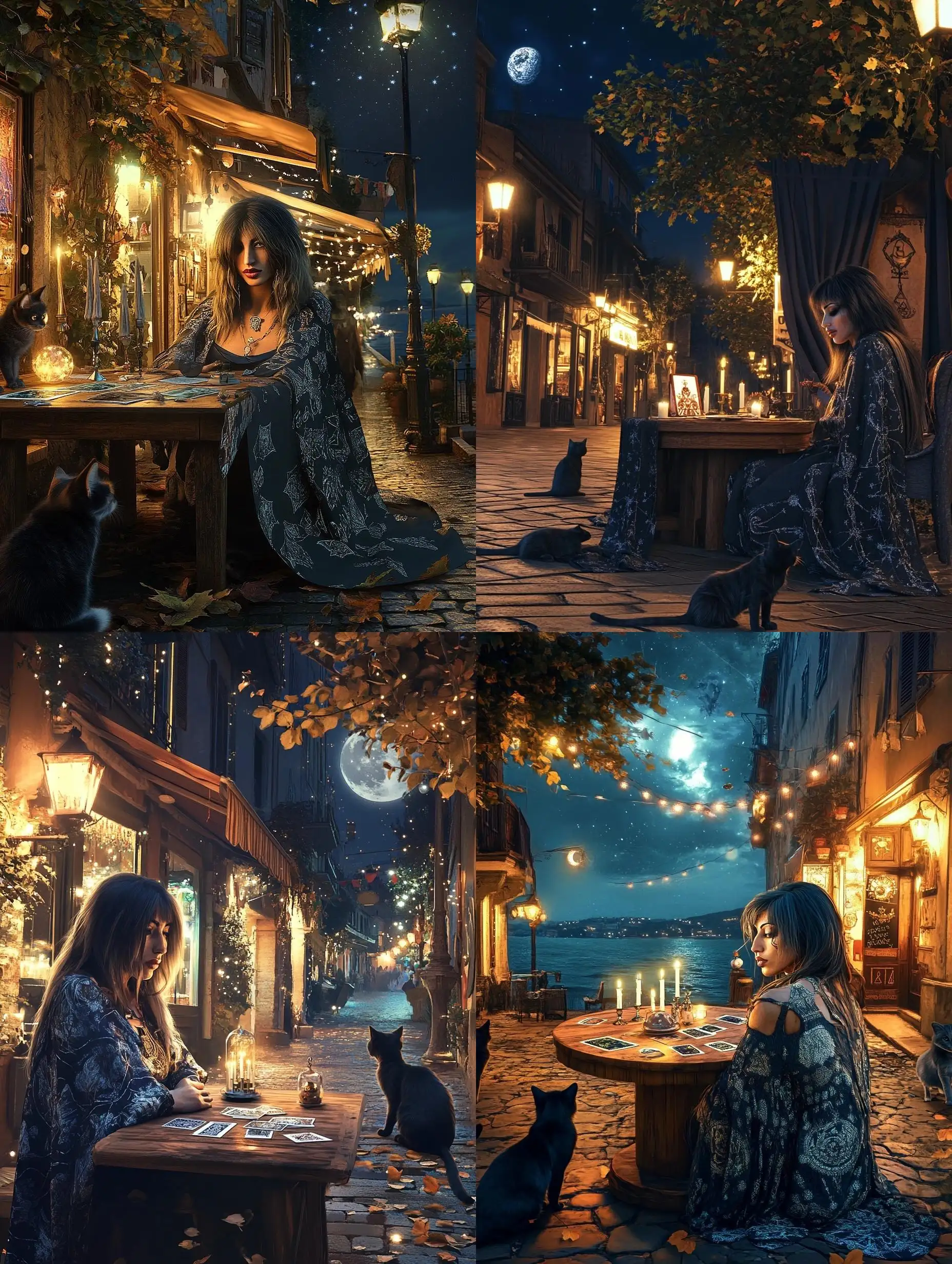 Mystical-Nighttime-Tarot-Reading-on-Italian-Port-Promenade