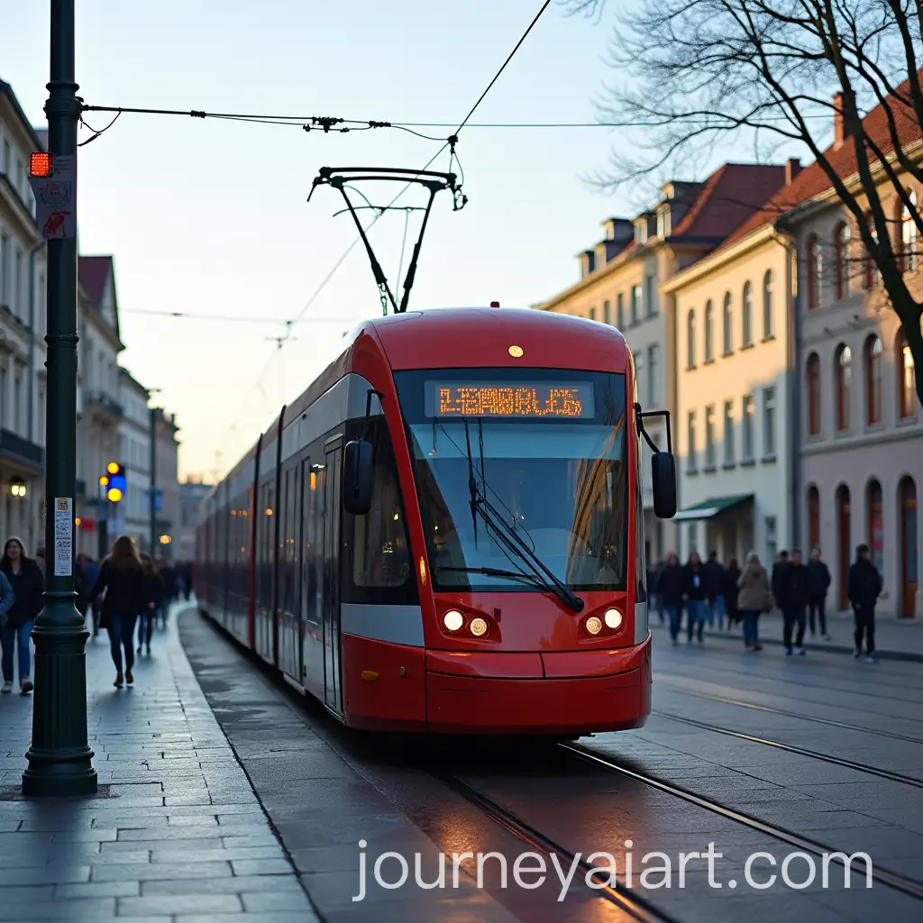 Tram-in-Cieszyn-City-Center