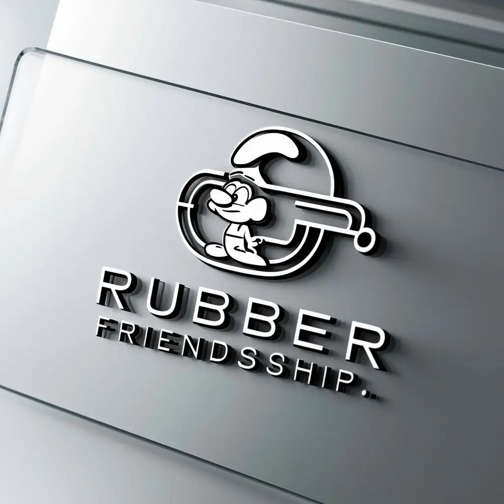 LOGO-Design-For-Rubber-Friendship-Smurf-Cartoon-Image-with-Water-Pipes