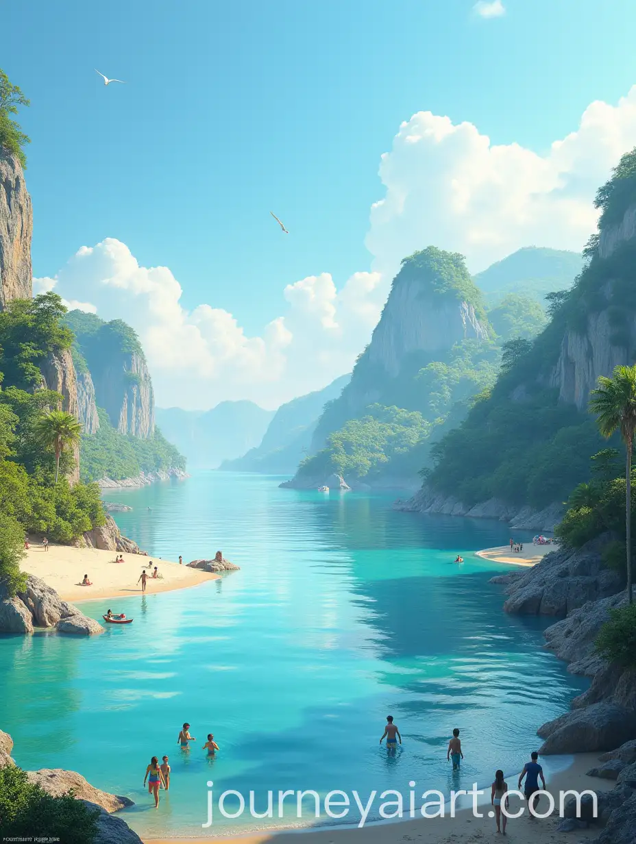 Scenic-Hotel-Between-Sea-and-River-with-Children-Enjoying-the-Beach