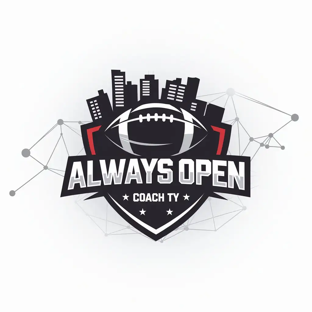 LOGO Design for Always Open Sport Fitness with American Football Gloves and Internet Complex Theme