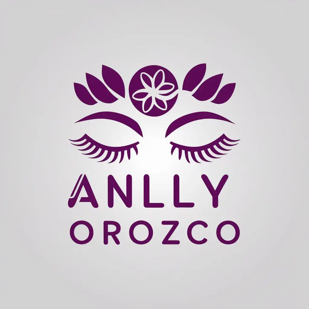 LOGO Design for Anlly Orozco Elegant Eyelashes and Eyebrows in Purple with Floral Accents