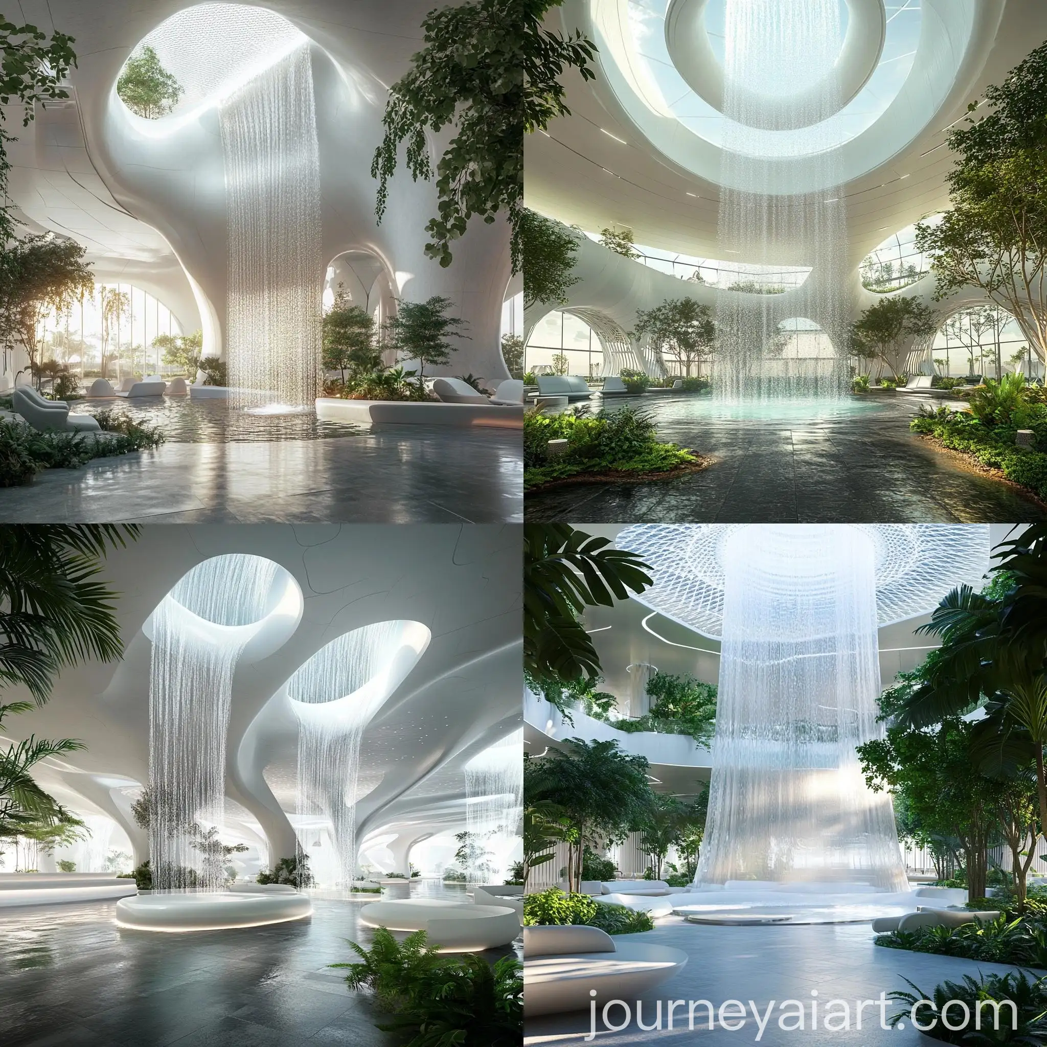 Futuristic-Floating-Waterfall-in-UAE-Island-City-Airport