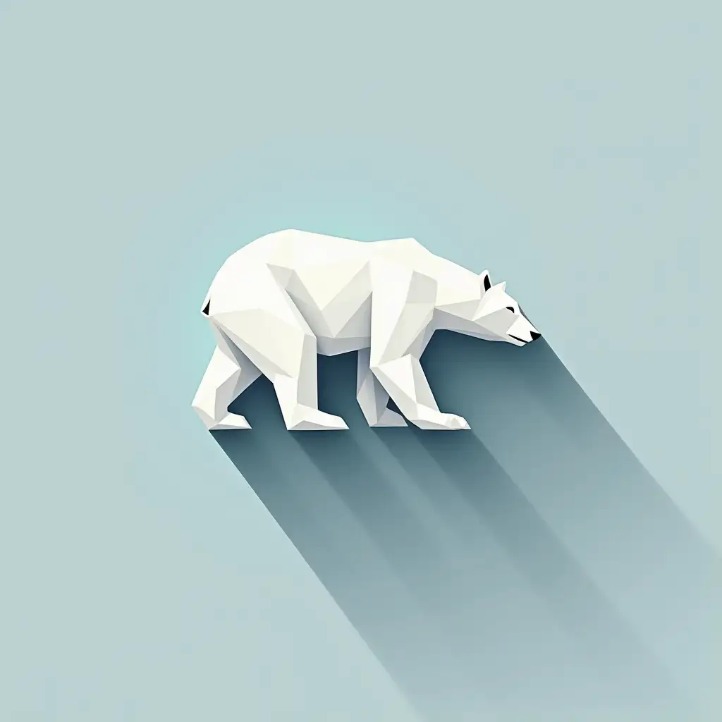 Minimalistic-Polar-Bear-Logo-in-Low-Poly-Style-with-Network-Elements