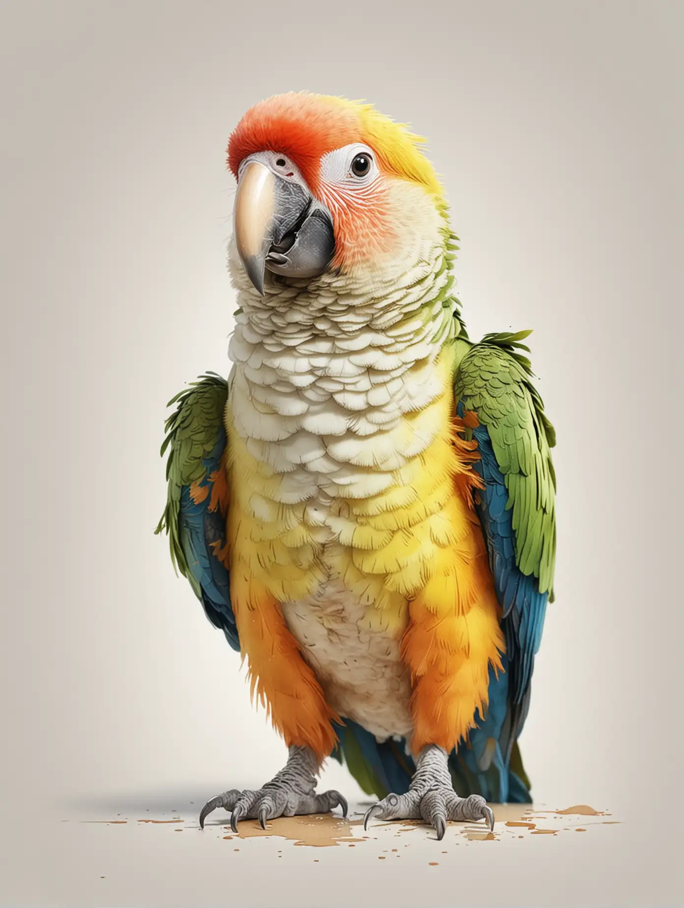 Cute Smiling Parrot in Realistic Watercolor Style