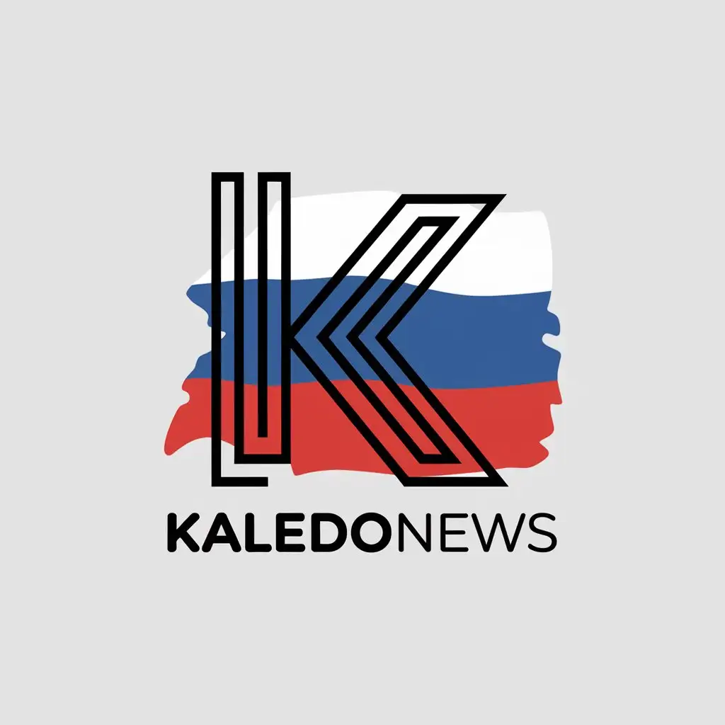 LOGO Design For KALEIDONEWS Vector Design with K Symbol and Russian Flag Theme