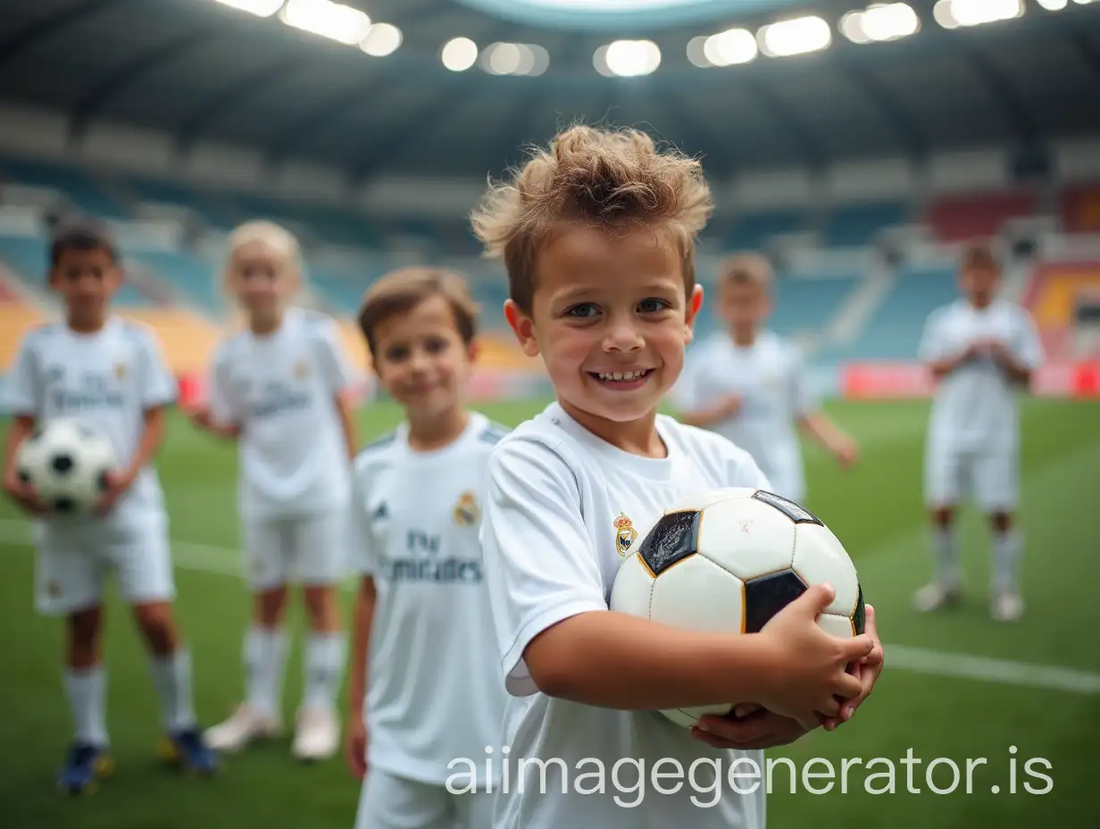Children-Playing-Soccer-at-Real-Madrid-Camp-in-Stadium