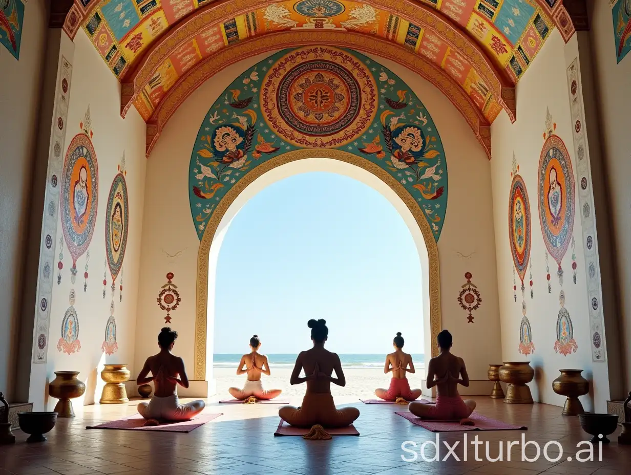 Viking-Style-Yoga-Temple-with-Mandala-Art-and-Tibetan-Bowls