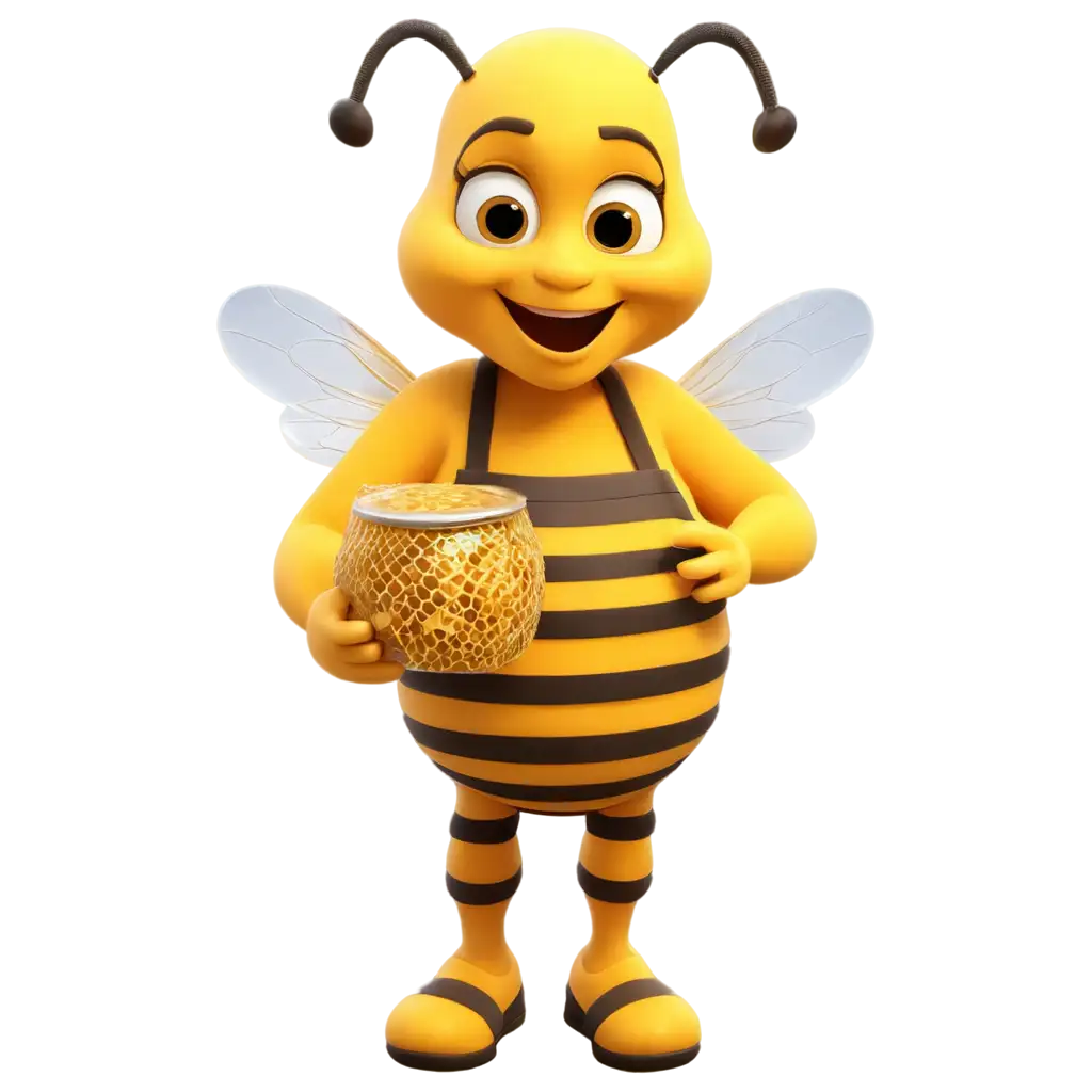 3d art obese bee harvesting honey