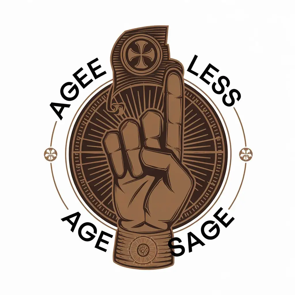 LOGO Design for Ageless Age Sage Vector with Xi Rho Hand Signal and Modern Tech Influence